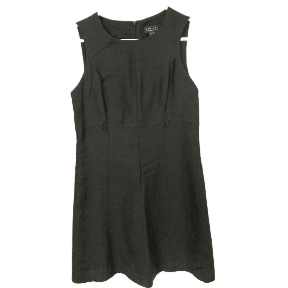 Limited Dress Women 4 Blk Linen Blend Sleeveless A-Line Shift Work Boat Neck